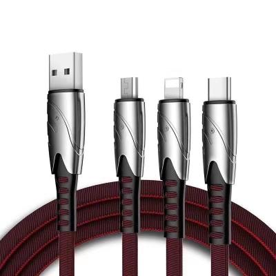 China Mobile Phone Mobile Phone Charging Wire Usb Micro C 3 In 1 Usb Charging Cable 5A Fast Charging Cable for sale