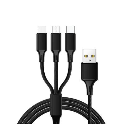 China Hot Universal 3 in1 USB Mobile Phone Multi Fast Charger Sync Charging Cable For iPhones Samsung Android With Package for sale