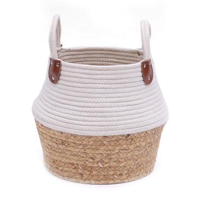 China Wholesale Hot Selling Minimalist Plant Plankton Belly Basket Woven Cotton Rope Storage Basket Good Quality Vegetable Plankton With Handle for sale