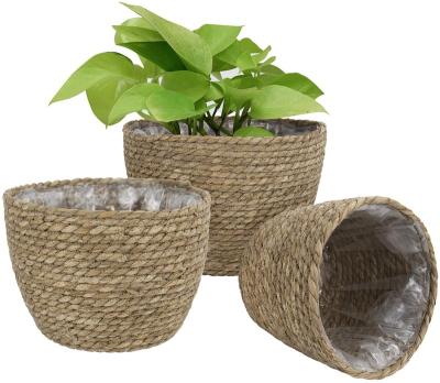 China Minimalist indoor sea grass planter basket, flower pots, plant containers for sale