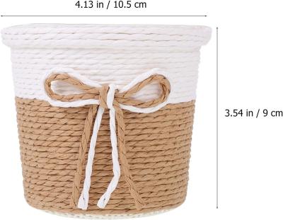 China Eco-Freindly Hand - Woven Flower Table Home Decorations Planter Baskets Planter Garden Decorative Mini Straw Hand Woven Storage Baskets for sale