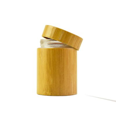 China Clear Handmade Custom Luxury Bamboo Jars With Engraving Bamboo Lid Cosmetic Packaging for sale