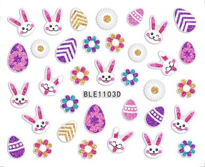 China Easy Apply New Hot Sale Factory Price Easter Sticker Easter Design Nail Stickers For Rabbit Chick Egg Nail Art Decorations Cartoon Sticker for sale