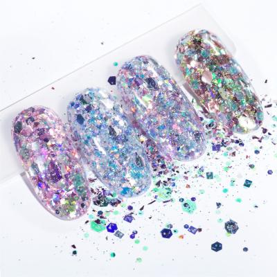 China Easy Apply Hot Selling Crystal Diamond Sequins Series Multicolor Acrylic Nail Powder Glitter for sale