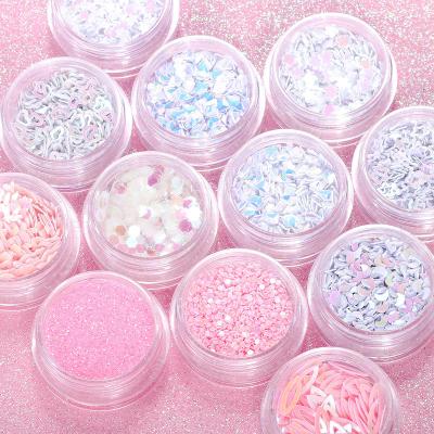 China Easy Apply 12 Grids Different Star Diamond Moon Shapes DIY Manicure Glitter Nails Sequin Beauty Decorations for sale