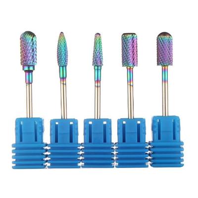 China Durable Rainbow Color Safety Bits Carbide Nail Drill Bits Nails Rotary Tools for sale