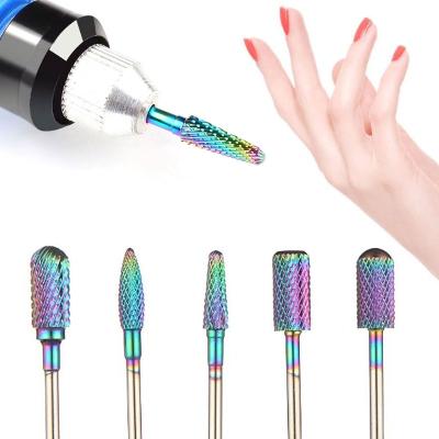 China Large Durable 3/32 Soft Top Rainbow Carbide Nail Drill Bit For Nail Gel Polish for sale