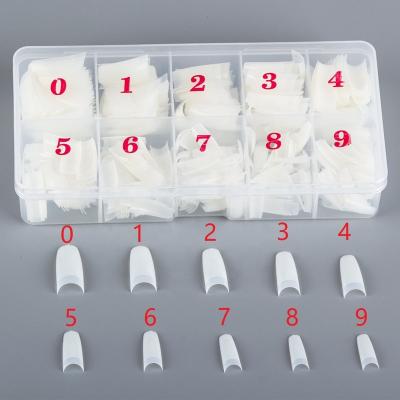 China 500pcs/box French UV Gel Manicure Coffin Nails Half Tips And French Acrylic Artificial Nails for sale