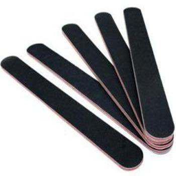 China Wholesale Personal or Salon Nail Grit 100/180 PP Red Ship Sandpaper Black Double Sides Diamond Nail File Disposable for sale