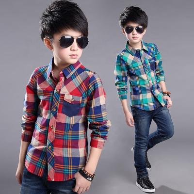 China Newest Fashion Anti-pilling Long Sleeve Button Up Plaid Shirts For Boy en venta