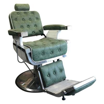 China Modern GetGold Green Vintage Barber Chair For Barber Shop New Salon Chairs Comfortable Beauty Barber Chair for sale