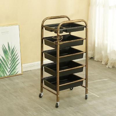 China Modern Hairdressing Tool Car Beauty Trolley Hair Salon Perm Dyeing Barber Shop Special Small Barre Car Multi-Functional Shelf Cabinet for sale