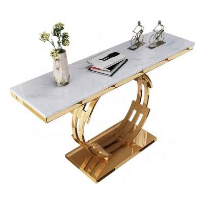 China Stable Trending Product 2023 Retro Marble Metal Frame Narrow Console Tables for sale