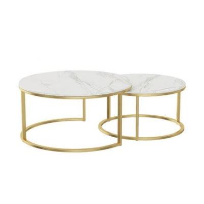 China Marble Modern Style Best Cheap Black White Living Room Furniture Marble Iron Round Coffee Table Set for sale