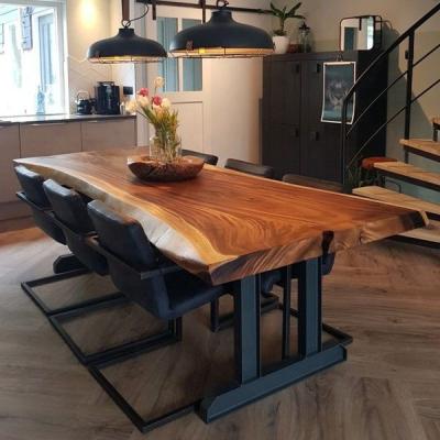 China High quality Industrial Furniture Modern Living Side Panels Custom Size Solid Walnut Wooden Dining Table for sale