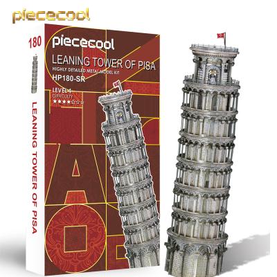 China DIY TOY Piececool Italia Famous Souvenir Miniature Assemble Mini Torre Di Pisa Metal Leaning Tower Model 3D Kits Metal Building Puzzle for sale