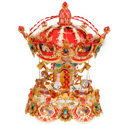 China DIY TOY Model Kits Piececool MERRY-GO-RIDE with MUSIC BOX 3d Metal Puzzle DIY Toys for Teens and Adults for sale