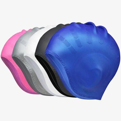 China Swim Cap With Hearing Protection Professional Racing Swimming Cap 3D Waterproof Ear Protect Silicone Swimming Cap for sale