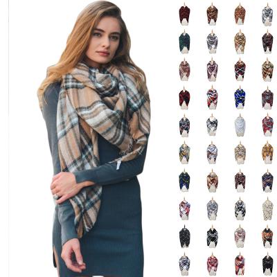 China Latest Design Cashmere Plaid Acrylic Blanket Scarves Oversized Shawls for sale