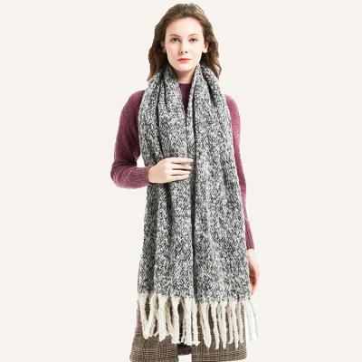 China Winter Large Plain Fringe Plain Thick Warm Oversized Scarf Shawls Oblong Scarves for sale