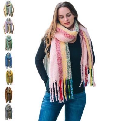 China 100% Satin Wholesale Winter Pashmina Rainbow Cashmere Scarves For Woman for sale