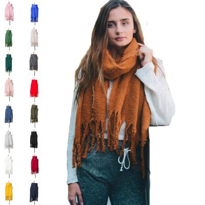 China Satin Satin Solid Color Knitted 100% Cashmere Scarf Winter Woman for sale