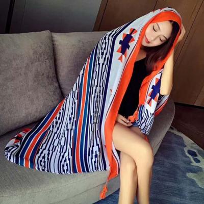 China Bohemia Oversized Striped Bright Color Bohemian Cinch Scarf Moroccan Shawl for sale