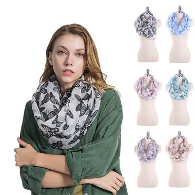 China Fashion Decorative Butterfly Printing Cotton Infinity Social Worker Fscarf 85*85cm 85*85cm for sale