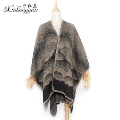 China Fashion 100% Comfortable Polyester Cozy Design Winter Poncho Shawl For Women for sale