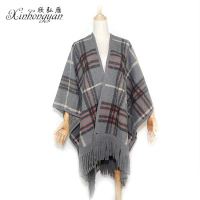 China Long Gray Mesh Winter Poncho For Women popular cozy comfortable for sale