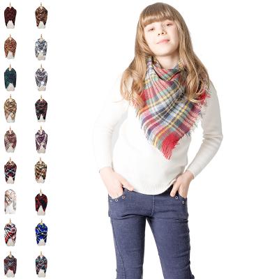 China Top Selling Kids Girls Tartan Winter Acrylic Plaid 100% Thick Acrylic Square Covering Shawl for sale