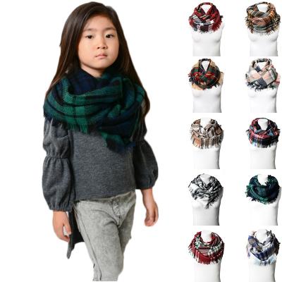 China Wholesale Acrylic Cashmere Knitted Plaid Infinity Scarf For Kids for sale