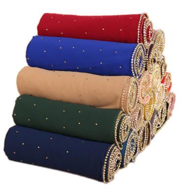 China Muslim Abaya Scarves With Rhinestone Polyester Arab Shemagh Scarf 75*180CM 75*180CM for sale