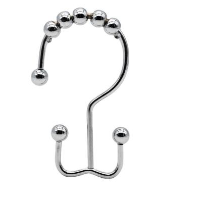 China Sustainable Shower Curtain Hooks Rings Metal Double Slip Rust-Resistant Shower Hooks For Bathroom Shower Rods Curtains Set Of 12 Hooks for sale