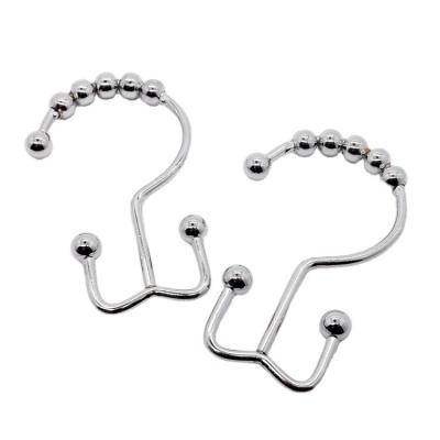 China Durable High Quality Shower Curtain Ring Metal Bathroom Shower Curtain Hooks With Different Colors for sale