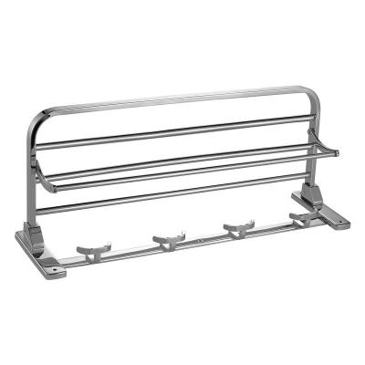 China Bolt Inserting Type Bathroom Shelf Bathroom Towel Rack Folding Stainless Steel Bath Towel Rack Bathroom Hardware Pendant Set for sale