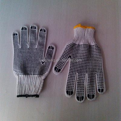 China 35% Polyester +65% Cotton PVC Dotted Working Glove / Single Side PVC Dot Cotton Gloves for sale