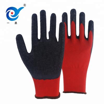 China Anti-smash 13 Gauge Polyester Knitted Latex Coated Hand Gloves for sale