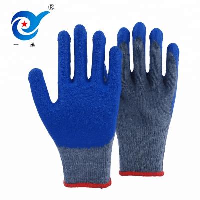 China Korean red cotton/nylon/polyester/21s/10G nylon factory sale working latex gloves, coated latex work glove for sale