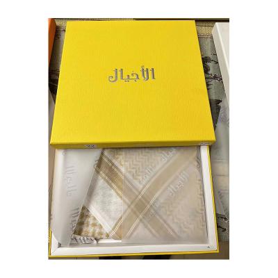 China 2023-2024 Dubai Latest Handsome Saudi Arabian Look Qatar Custom Scarf Printing Natural Wool Shawl Men for sale