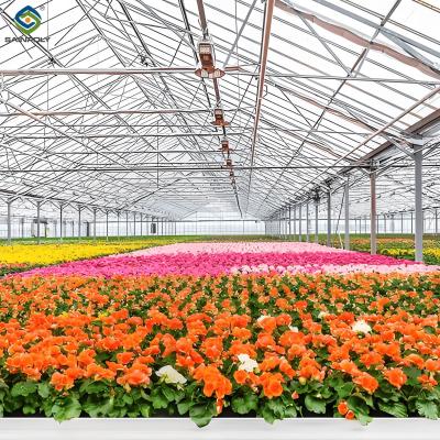 China Glass Film Polycarbonate Greenhouse Flower Greenhouse With Intelligent Systems for sale