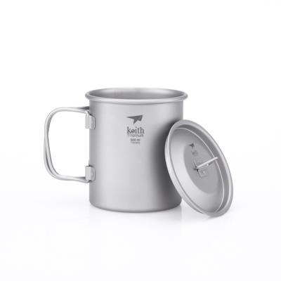 China light & Corrosion Resistant Outdoor Titanium Water Mug Portable Camping 300ml Beer Mug With Folding Handle for sale