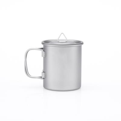 China light & Corrosion Resistant Outdoor Portable Titanium Camping Water Cup Beer Mug With Folding Handle 300ml for sale