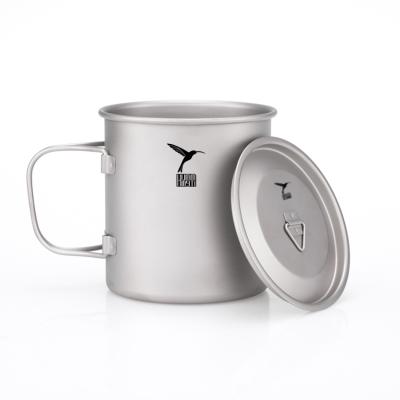 China light & Titanium Tourist Tableware Water Cup Mug Corrosion Resistant With Lid Handle For Hiking And Camping for sale