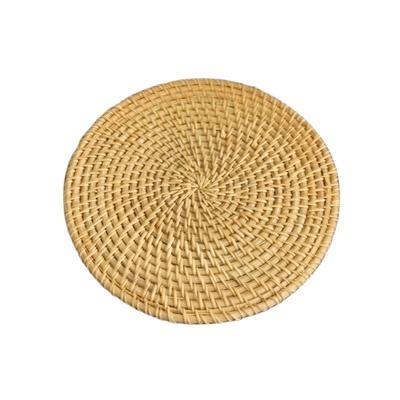 China Sustainable Decorative heat resistant mats natural hand woven round rattan placemats for dining table for sale