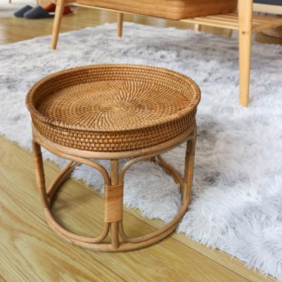 China European folding rattan coffee table round outdoor indonesian rattan table lamp shade for sale