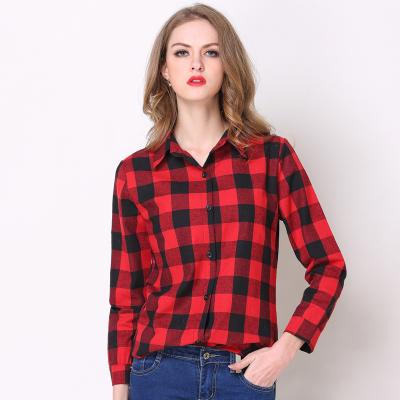 China New Women's Plaid Long Sleeve Anti-pilling Spring Plaid Shirt Women Shirts Vintage Casual Women's Dailywear Blouses And Shirts for sale