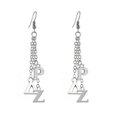 China Environmental friendly PDZ Greek letter charms earrings rho delta zeta sorority fraternity jewelry wholesale for sale