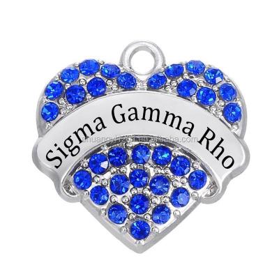 China Fashion Environment Friendly Rhinestone Crystal Metal Greek Letter Sigma Rho Gamma Charms & Pendants Sisterhood Jewelry for sale