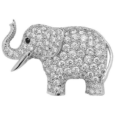 China Clothing Accessories Elephant Corsage Alloy Diamond Brooch Fashion Badge Lucky Collar Pin for sale